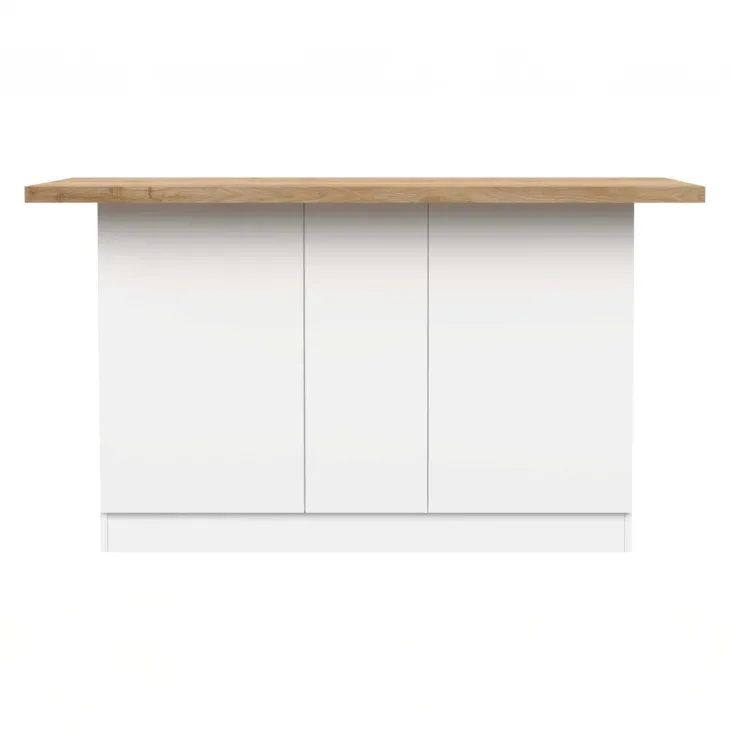 Isola cucina centrale 160x90cm 3 ante bianco lucido piano rovere chiaro Olmo