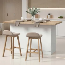 Isola cucina centrale 160x90cm 3 ante bianco lucido piano rovere chiaro Olmo
