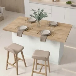 Isola cucina centrale 160x90cm 3 ante bianco lucido piano rovere chiaro Olmo