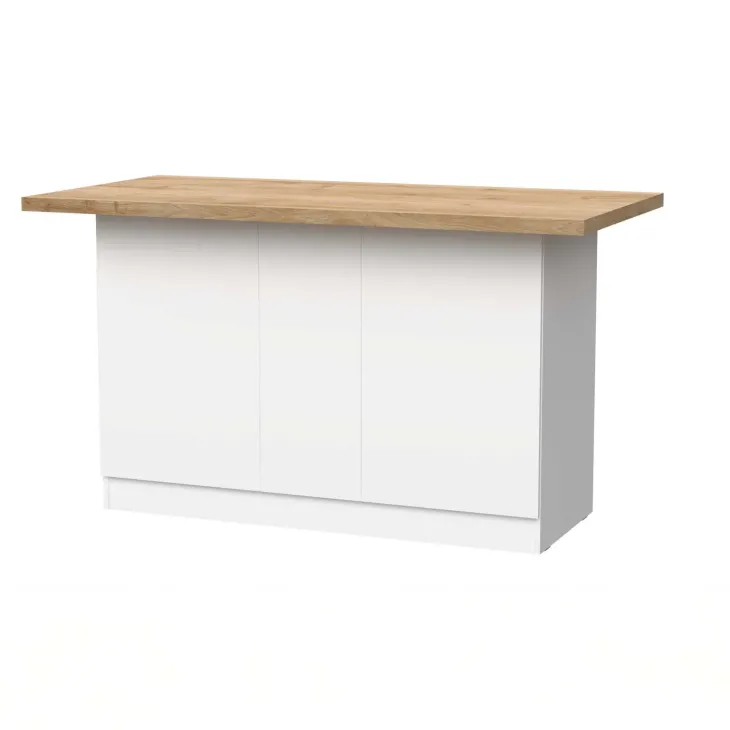 Isola cucina centrale 160x90cm 3 ante bianco lucido piano rovere chiaro Olmo