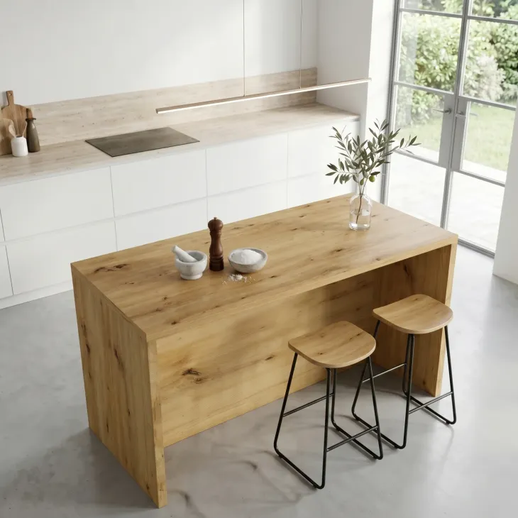 Isola cucina centrale 148x80 cm moderna rovere Dalia