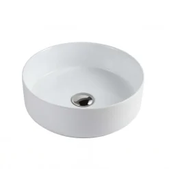 Lavabo bagno da appoggio rotondo Ø36cm in ceramica bianco lucido Linkuva