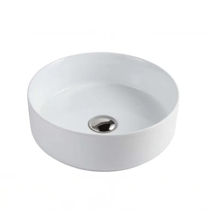 Lavabo bagno da appoggio rotondo Ø36cm in ceramica bianco lucido Linkuva