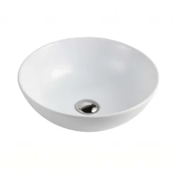 Lavabo bagno da appoggio tondo Ø42cm in ceramica bianco lucido Mira