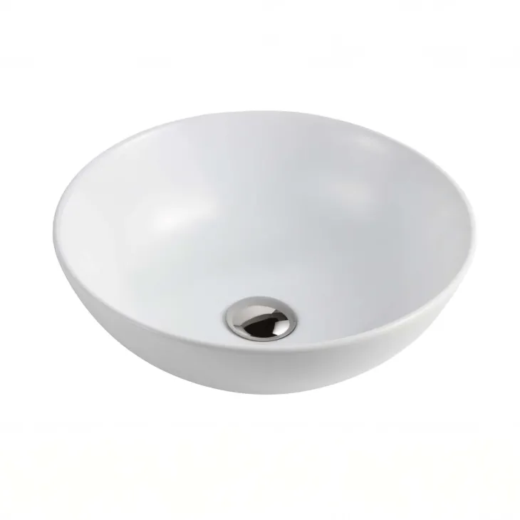 Lavabo bagno da appoggio tondo Ø42cm in ceramica bianco lucido Mira