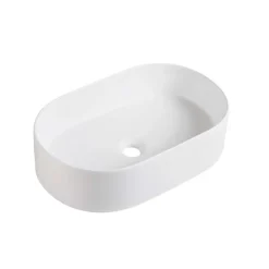 Lavabo bagno da appoggio 55x34cm a bacinella in ceramica bianco opaco Opalia