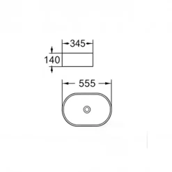 Lavabo bagno da appoggio 55x34cm a bacinella in ceramica bianco opaco Opalia