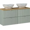 Lavabo bagno da appoggio 41x33cm ceramica bianco effetto marmo Marmy