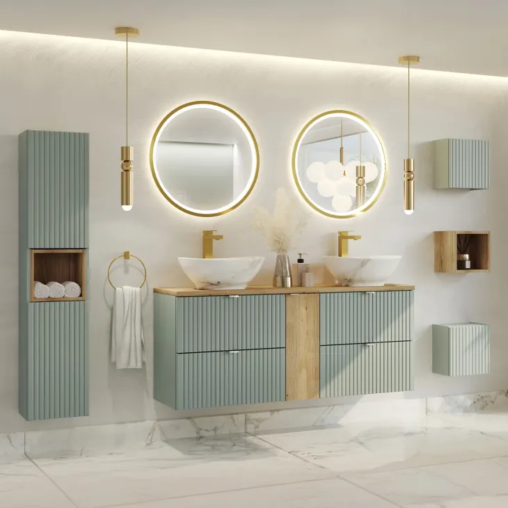 Lavabo bagno da appoggio 41x33cm ceramica bianco effetto marmo Marmy