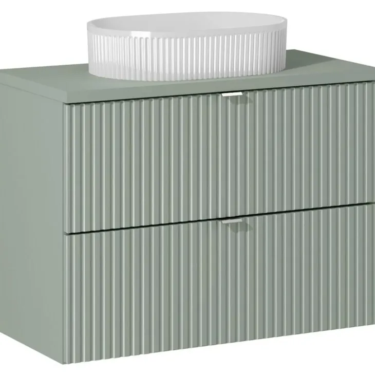 Lavabo bagno da appoggio 48x33cm ceramica bianco cannettato Griffy
