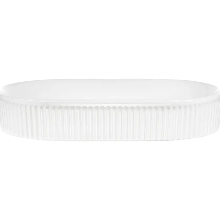 Lavabo bagno da appoggio 48x33cm ceramica bianco cannettato Griffy