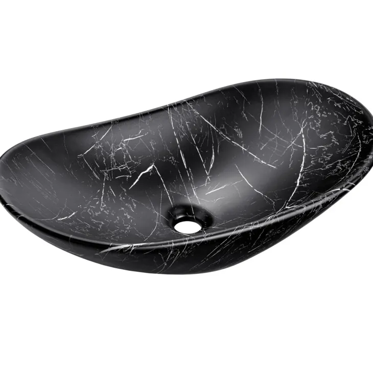 Lavabo bagno da appoggio 61x36cm ceramica nero Spuky
