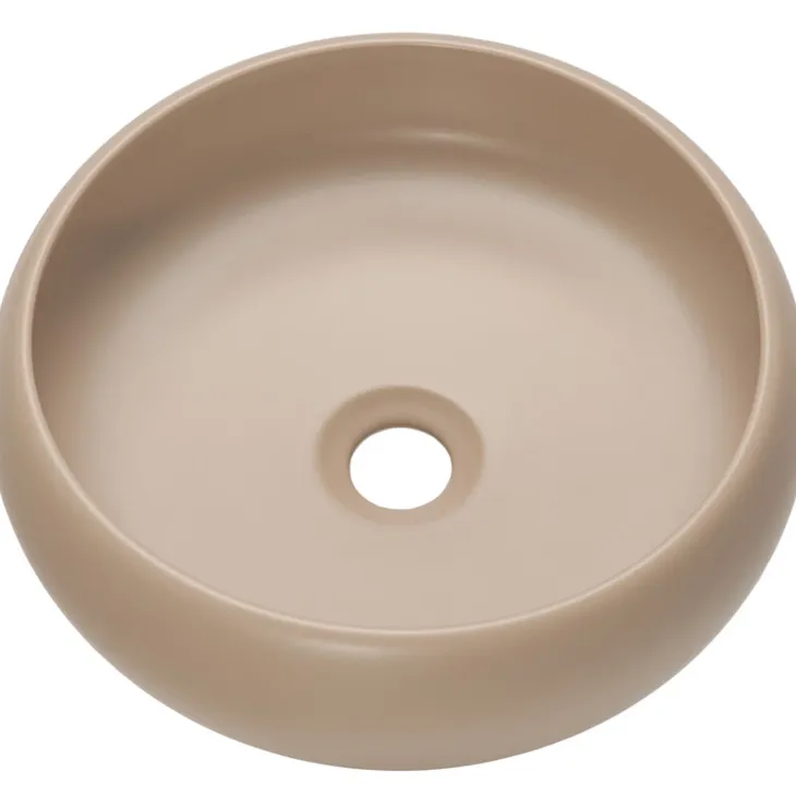 Lavabo bagno da appoggio 36x36cm ceramica beige cappuccino Roll