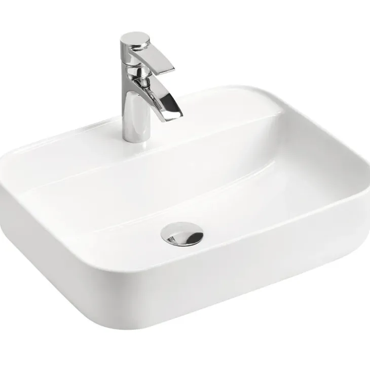 Lavabo bagno da appoggio 50x40cm ceramica bianco Delty