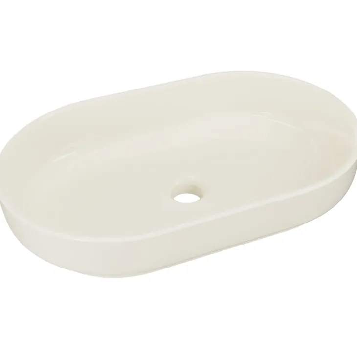 Lavabo bagno da appoggio 55x35cm ceramica avorio Longy