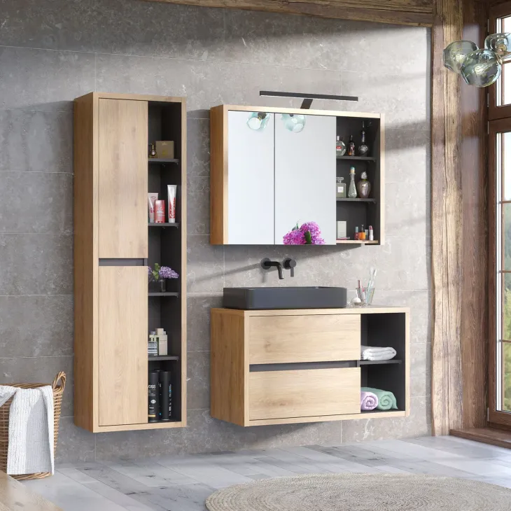 Lavabo bagno da appoggio 61x34cm ceramica nero Obscur