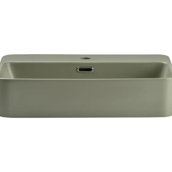 Lavabo bagno da appoggio 55x38cm ceramica verde Spigol