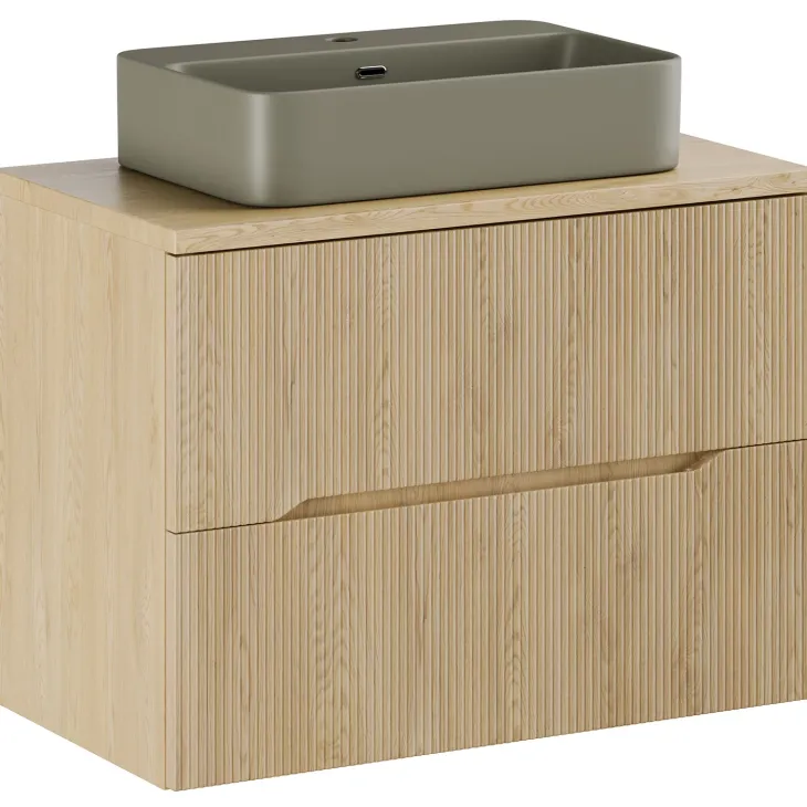 Lavabo bagno da appoggio 55x38cm ceramica verde Spigol