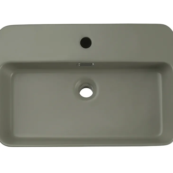 Lavabo bagno da appoggio 55x38cm ceramica verde Spigol