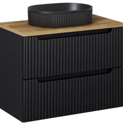 Lavabo bagno da appoggio 48x33cm ceramica nero cannettato Griffy
