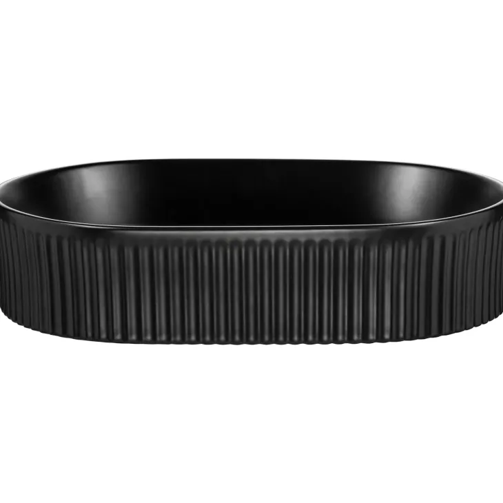 Lavabo bagno da appoggio 48x33cm ceramica nero cannettato Griffy