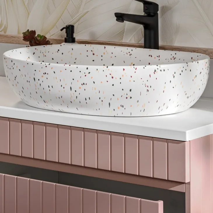 Lavabo bagno da appoggio 60x42cm ceramica bianco Pollok