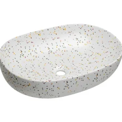 Lavabo bagno da appoggio 60x42cm ceramica bianco Pollok