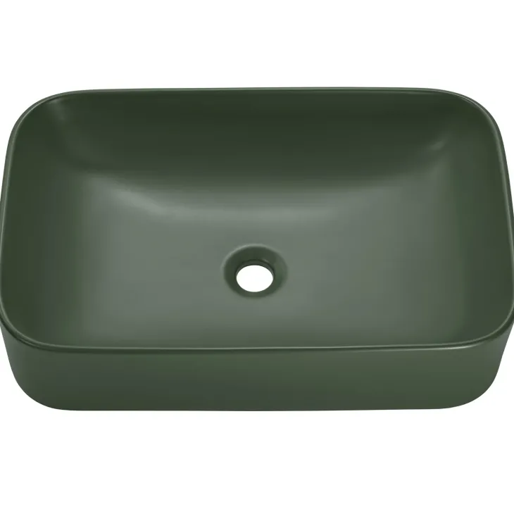 Lavabo bagno da appoggio 61x38cm ceramica verde Roundy