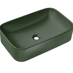 Lavabo bagno da appoggio 61x38cm ceramica verde Roundy