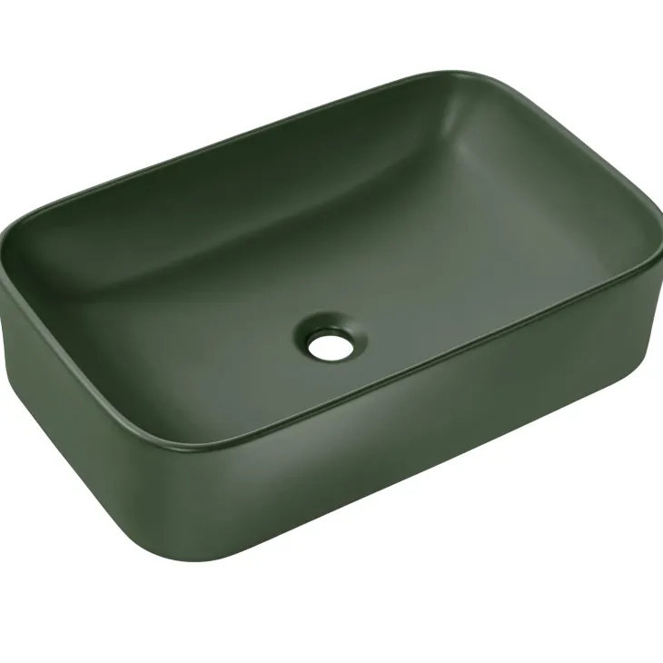 Lavabo bagno da appoggio 61x38cm ceramica verde Roundy