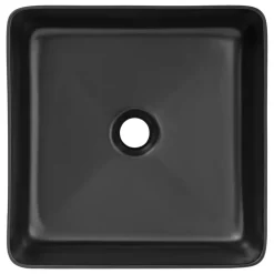 Lavabo bagno da appoggio 37x37cm ceramica nero Obscur
