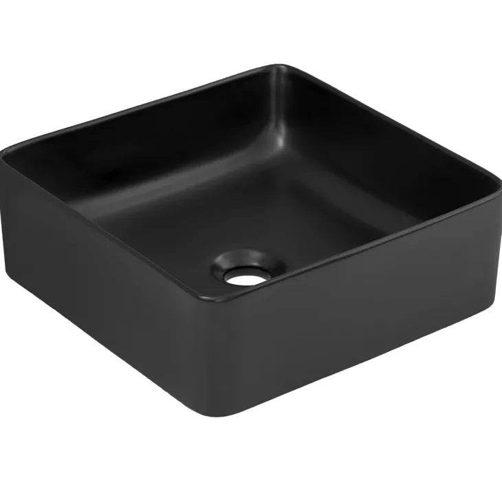 Lavabo bagno da appoggio 37x37cm ceramica nero Obscur