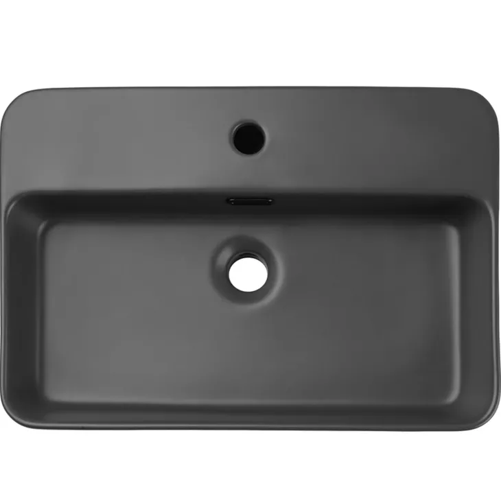 Lavabo bagno da appoggio 55x38cm ceramica antracite Spigol