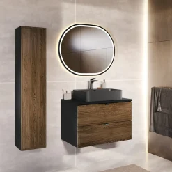 Lavabo bagno da appoggio 55x38cm ceramica antracite Spigol