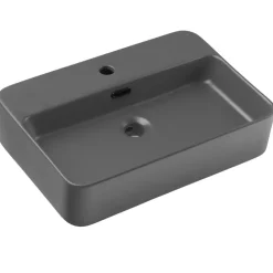 Lavabo bagno da appoggio 55x38cm ceramica antracite Spigol