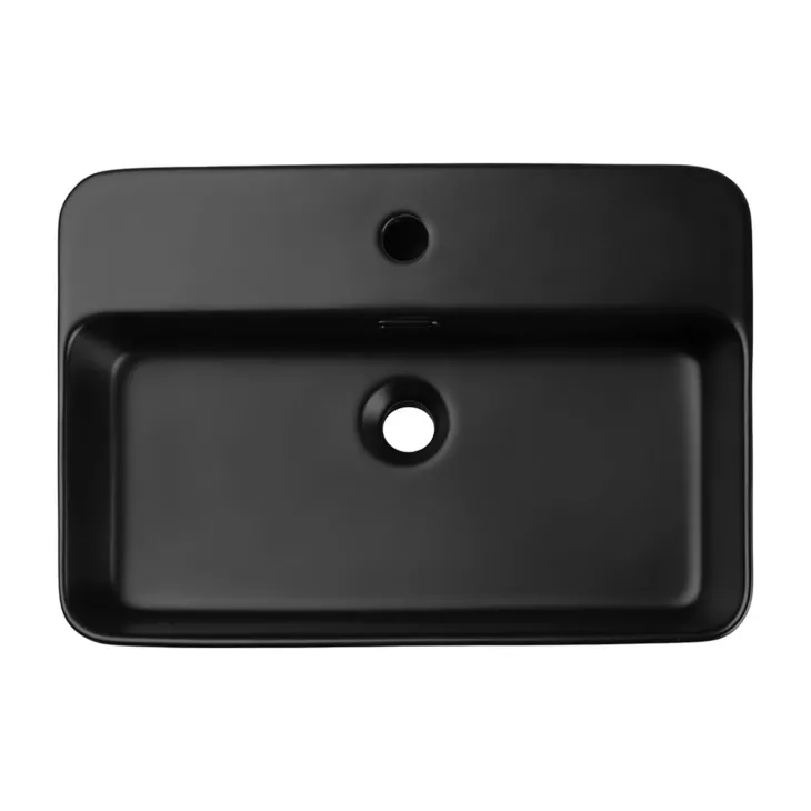 Lavabo bagno da appoggio 55x38cm ceramica nero Spigol