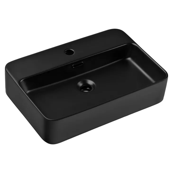 Lavabo bagno da appoggio 55x38cm ceramica nero Spigol