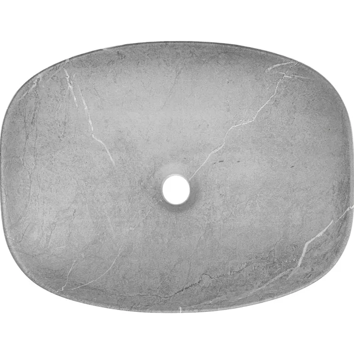 Lavabo bagno da appoggio 50x38cm grigio effetto Pietra Morel