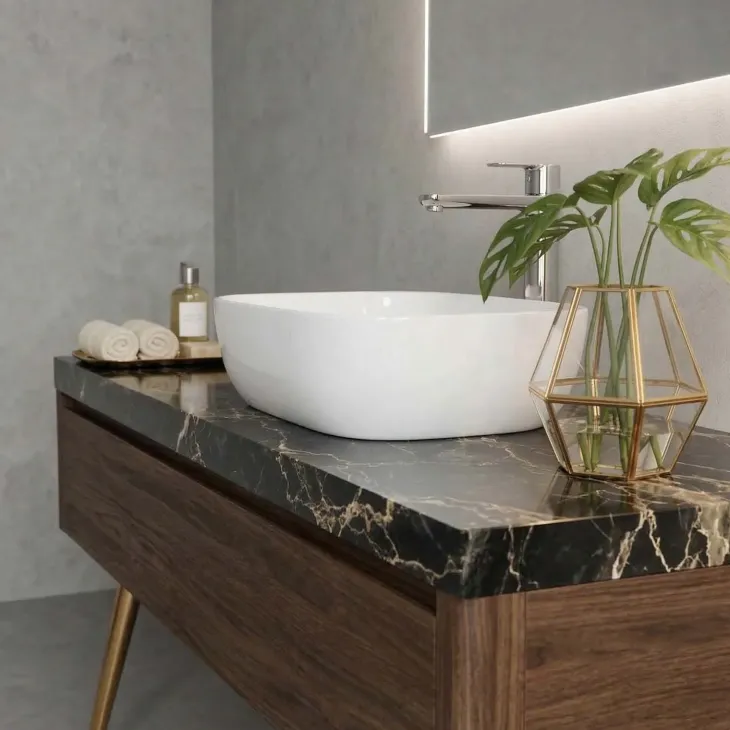 Lavabo bagno da appoggio 46x32cm in ceramica bianco lucido Frejus