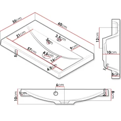 Lavabo bagno da incasso 60x35cm conglomerato bianco Bolla