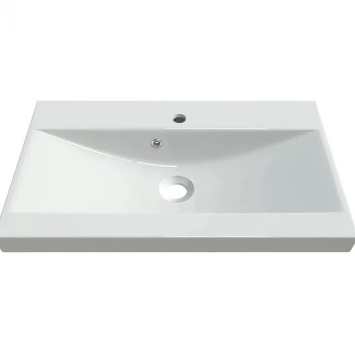 Lavabo bagno da incasso 60x35cm conglomerato bianco Bolla