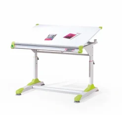 Lavagna per bambini regolabile 100x66cm bianco verde/rosa Michigan