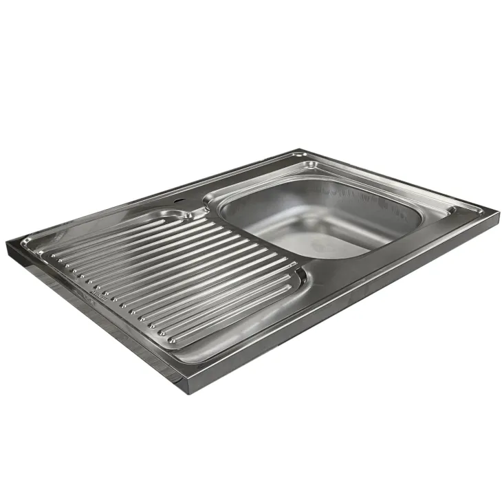Lavello da appoggio 80x60 cm 1 vasca a destra acciaio inox con gocciolatoio Kendra