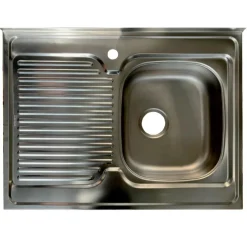 Lavello da appoggio 80x60 cm 1 vasca a destra acciaio inox con gocciolatoio Kendra