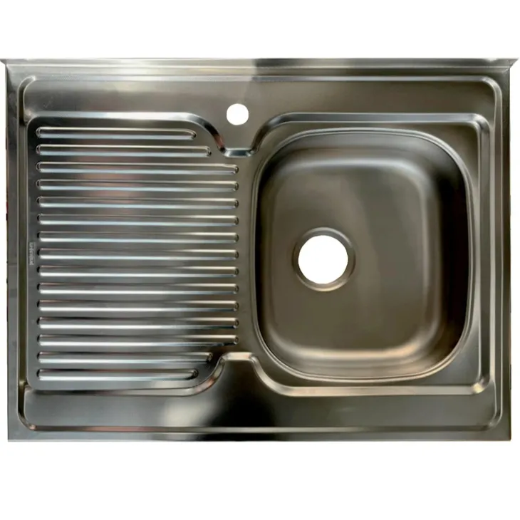 Lavello da appoggio 80x60 cm 1 vasca a destra acciaio inox con gocciolatoio Kendra