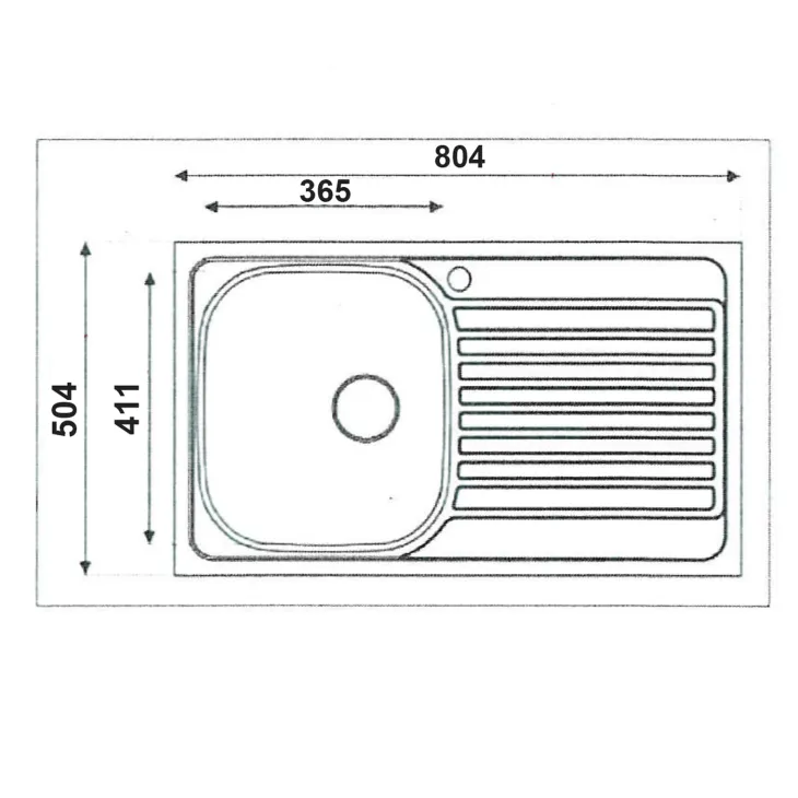 Lavello da incasso 80x50cm 1 vasca sinistra acciaio inox con gocciolatoio Asilcrome