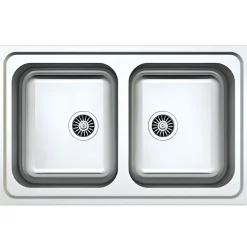 Lavello da incasso 79x50cm 2 vasche acciaio inox Tearcrom