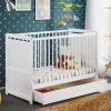 Lettino bambini 67x124cm con materasso, sponde e cassetto bianco Magic