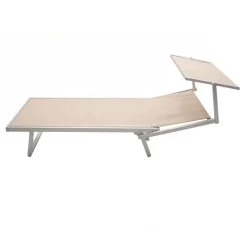 Lettino prendisole reclinabile in alluminio e textilene beige con tettuccio Apollo