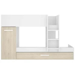 Letto a castello con armadio 244x126cm bianco rovere 3 letti Damian